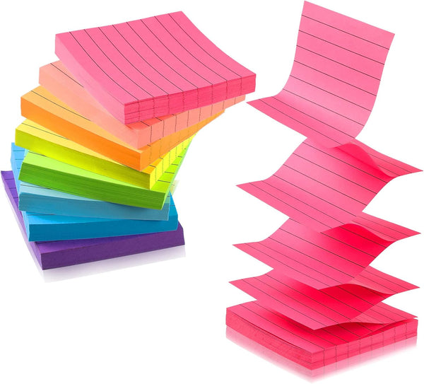 Pop Up Sticky Note Pads with Lined Sticky Notes, 800 Sheets Self Stick Cute Notes, Easy to Post and Clean Removal