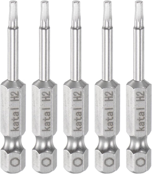 5pcs H2 Hex Screwdriver Bit, 1/4" Hex Shank 2" Length Magnetic Screw Driver Power Tool