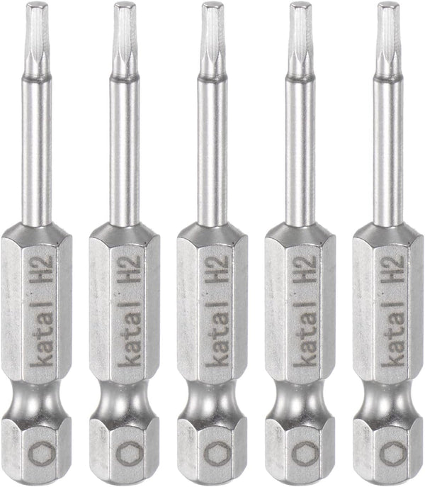 5pcs H2 Hex Screwdriver Bit, 1/4" Hex Shank 2" Length Magnetic Screw Driver Power Tool