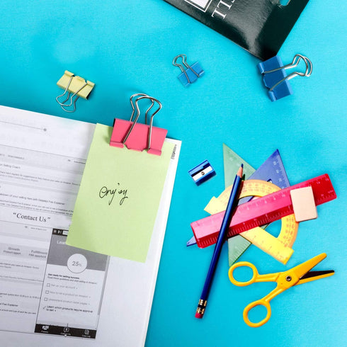 Binder Clips - Assorted Sizes, 100 Count, X Large, Large, Medium, Small, Mini Paper Clamps for Office, Home, and School