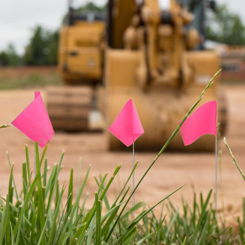 Zozen 100Pack Marking Flags, Pink Lawn Flags for Landscape, Survey, and Irrigation - 15x4x5 Inch