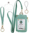 ID Badge Holder with Lanyard Wallet, PU Leather Card Holder with 1 Clear ID Window, 4 Credit Card Slots, Cash Coin Slot