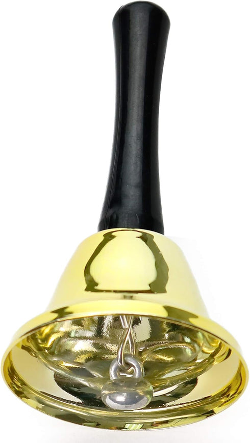 Skeleteen Gold Ringing Hand Bell, Loud Metal Handheld Ring Tea Bell for Attention and Assistance