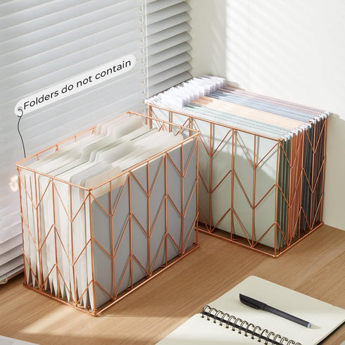Y YOMA 1 Pack Rose Gold Hanging File Folder Organizer, Letter Size Metal File Kit for Desk Home Office Classroom