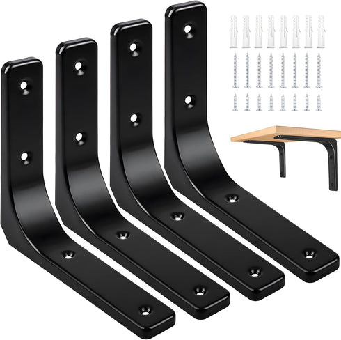 Metal Shelf Brackets - 4 x 4 Inch Heavy Duty L Hanging Angle Brackets, Iron Wall Bracket for Countertop Support
