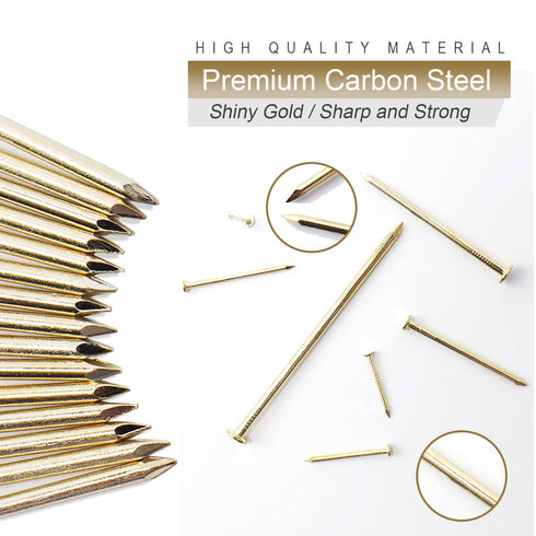60pcs Gold Hardware Nails, 3 Inches Brass Plated Wall Nails for Hanging and Wood Projects