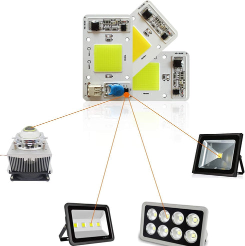2PCS 50W 110V LED COB Chip White Light Engine Integrated Smart IC Driver Free Solder for LED Floodlight Ceiling Light