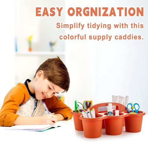 6 Pack 6 party greeting Classroom Caddy with Handle Plastic Storage Table Caddy Organizer with Compartments Morandi Cup