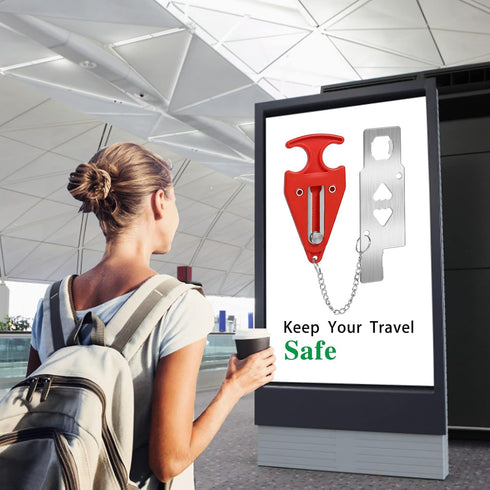 Portable Door Lock for Travel, Hotel Room Security Devices, Apartment Jammer, Additional Safety, 2022 Upgrade (Red