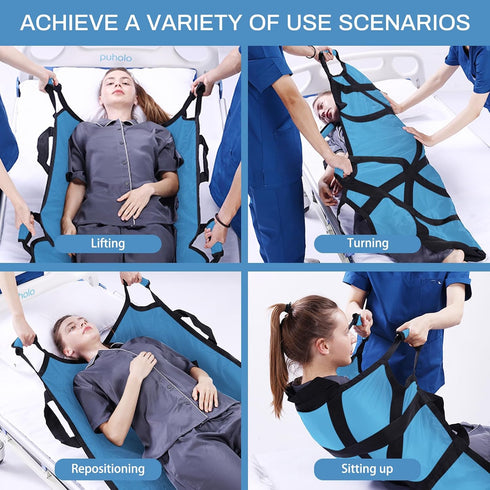 50"x40" Positioning Bed Pad with Reinforced Handles Waterproof Washable Draw Sheets for Hospital Bed Patients Moving