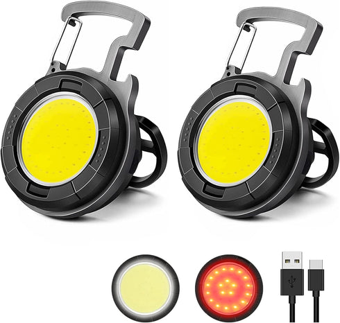 SEFONE Keychain Flashlight 2 Pack, 1000 Lumens EDC Flashlight COB Work Light,
