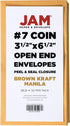 JAM PAPER #7 Coin Business Envelopes, 3 1/2 x 6 1/2, Brown Kraft Manila, 50/Pack with Peel and Seal Closure