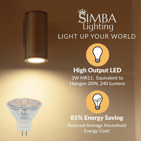 Simba Lighting LED MR11 Flood Light Bulbs (10 Pack) 12V 3W 20W Halogen Replacement for Landscape