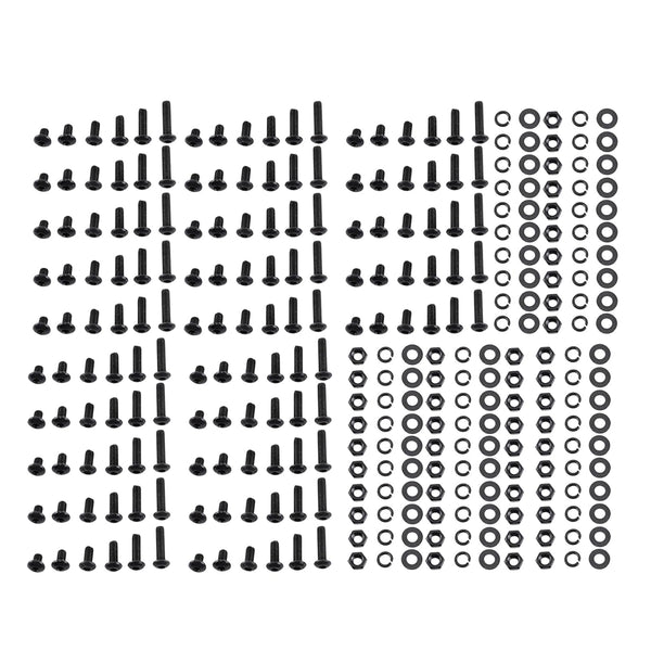 300Pcs M3 Black Alloy Steel Hex Socket Screws Nuts Washer Assortment Kit (Set B Button Head)