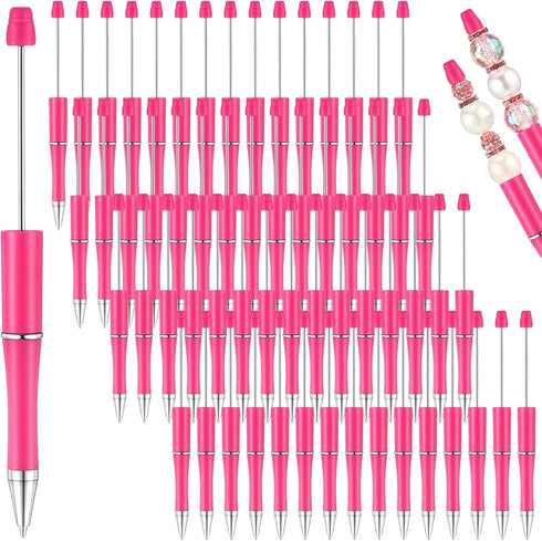 Qilery 60 Pcs Beadable Pens Bulk, Cute DIY Black Ink Ballpoint Pens for Valentine's Day Gifts, Kids Girls Graduation