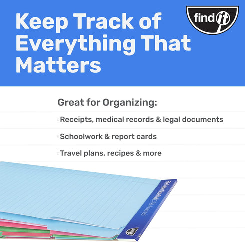 Find It File Folder Notepad, Pack of 12-9.5 x 12.5 Inch Notebook Organizer Folders for Filing and Document Organization
