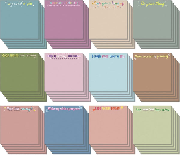 Zonon 60 Pieces Inspirational Sticky Notes, 3 x 3 Inch Motivational Fun Notepads for Teacher Nurse Coworkers
