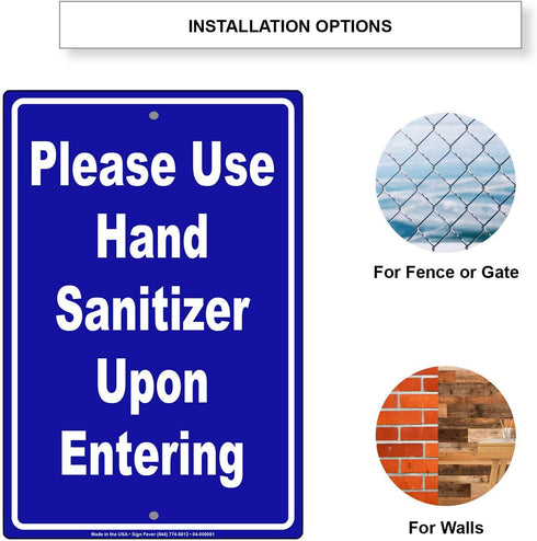 8"x12" Please Use Hand Sanitizer Upon Entering Metal Sign Novelty Notice Display Unique Office Hospital Garage Home