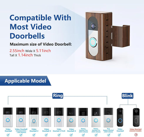 KIMILAR Anti-Theft Video Doorbell Mount Compatible with Most Wireless Video Doorbell, Adjustable Mounting Bracket