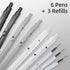 KALARA High-End Aesthetic Gel Ink Pens (6 Pens + 3 Refills), 0.5mm Fine Point for Smooth Writing, Stylish Office