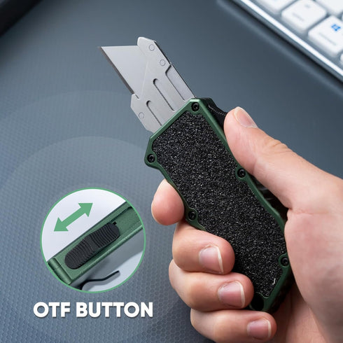 XXV 10Pcs Otf Aluminum Alloy Utility Knife, Retractable Box Cutter,Cute Heavy Duty Pocket Knife, Safety Replaceable