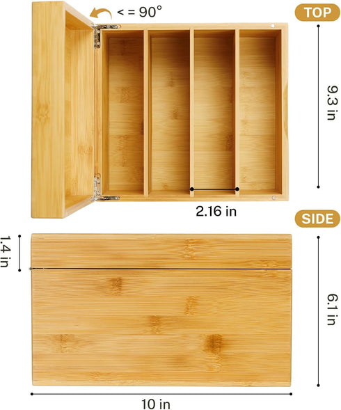 MaxGear Business Card Holder, 5 x 8 Inches Index Card Organizer Box with 4 Dividers, Bamboo, Holds 600 Cards