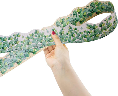Eucalyptus Bulletin Board Border, Die-Cut Classroom Decoration, 36ft Per Roll Rustic Greenery Leaves