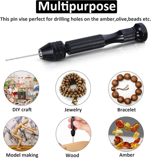 57 Pieces Hand Drill Bits Set, Pin Vise Hand Drill, 46 Micro Twist Drill Bits, 10 PCB Mini Drill Bits