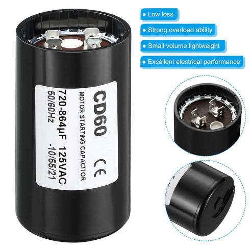 PATIKIL Motor Start Capacitor, 720-864uF/Mfd 125V 50/60Hz for Electric Motor Starting