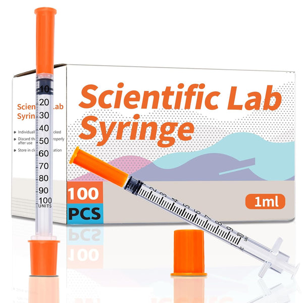 1ml/cc 29G 5/16 Inch Syringes, U-100 Scientific Lab Syringe, Individual Wrapped, 100