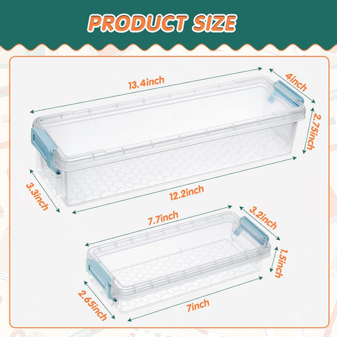 8 2 Gueevin Pcs Plastic Pencil Case Stackable Clear Pencil Box with Latching Lid Long Plastic Stationery Pen Case Bulk
