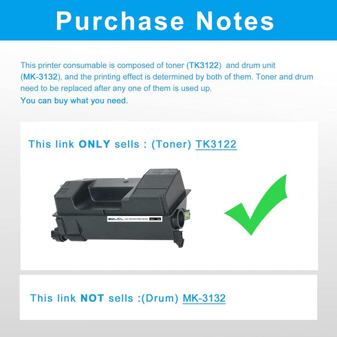 LCL Compatible Toner Cartridge Replacement for Kyocera TK3122 TK-3122 for ECOSYS FS-4200DN M3550idn (1-Pack Black)