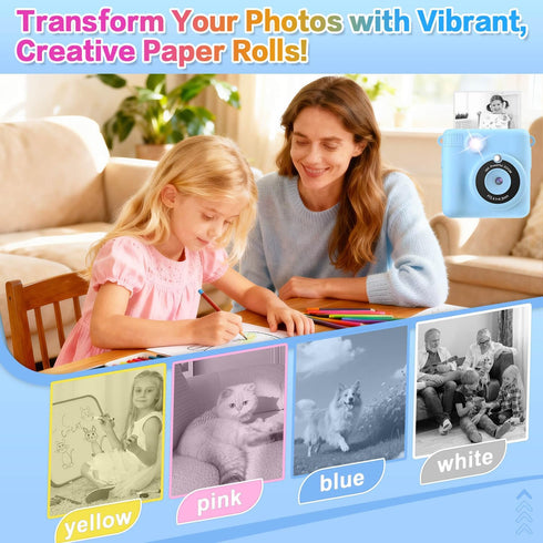 QUASON 18 2.24"x0.98" Rolls Kids Camera Paper Roll Refill Compatible with Most Instant Print Cameras for Kids BPA Free