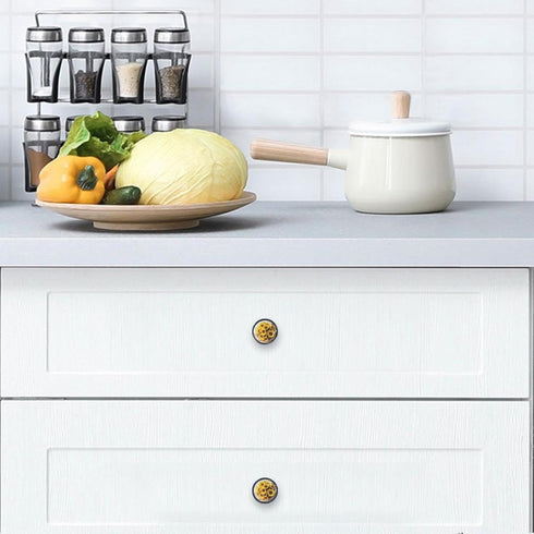 ebfclhiw 4 Pack (1) Yellow Sunflower Bouquets Kitchen Cabinet Knobs Drawer Knobs Door Dresser Handles for Personalized