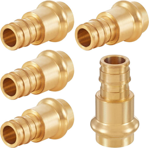 5-Pack Brass Press Fitting Adapter, 3/4" PRESS x 3/4" PEX-A Coupling