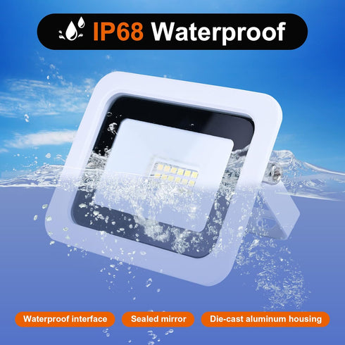 20W IP68 Waterproof Outdoor Ultra-Thin LED Flood Lighting with Plug in Cord for Garden Wall Washer