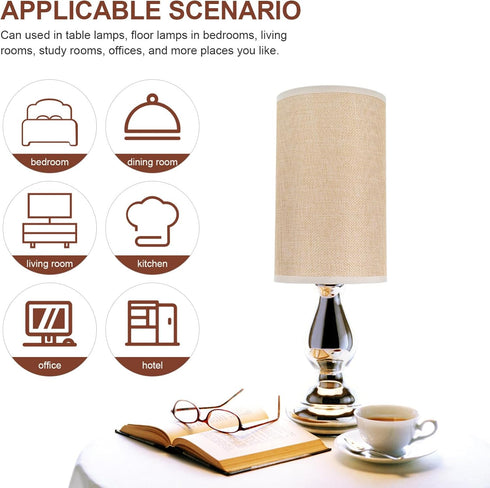 E27 4.72 Inch NUOBESTY Small Drum Lampshade Base Linen Fabric Lamp Cover for Table and Pendant Lamps Indoor Light