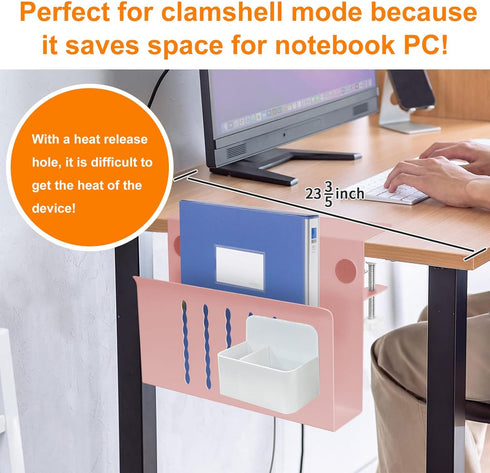 LUKETURE Desk Side Storage, Under Desk Storage, Steel Desk Hanging Organizer with Pen Holder, Laptop Holder, No Drill