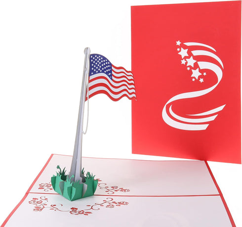 iGifts And Cards American Pride 3D Pop-Up Card - USA Flag for Veterans, Military, and Patriotic Holidays