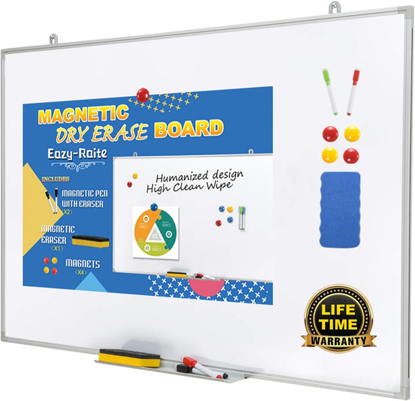 Magnetic Whiteboard/Dry Erase Board 24 x 36 Inch, Lightweight Wall Mount Aluminum Frame