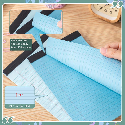Fuutreo 24 Pcs 5" x 8" Legal Pad Writing Notepads, 50 Sheets/Pad, Narrow Ruled, Multicolor for School Office Supplies