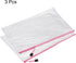 MECCANIXITY A3 Size Mesh Zipper Bags, Plastic Zip File Pouch Document Folders for Home Office Travel (Pink, Pack of 3)