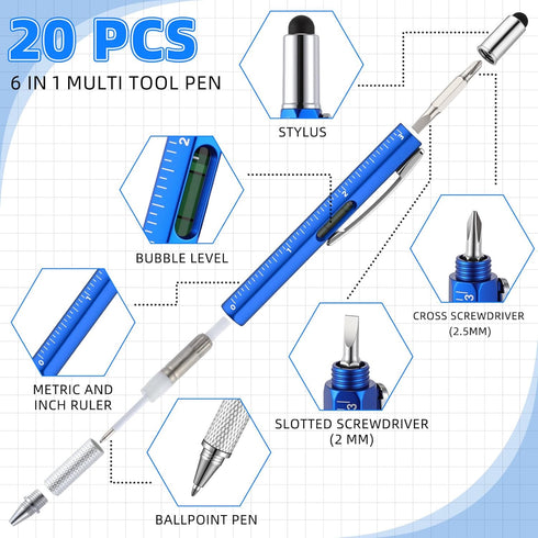 Maitys 40 6 1 Pcs Multi Tool Pens for Father's Day in Screwdriver Multi Function Pens with Level Gauge Stylus Phone