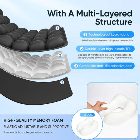 bhgwqci 3D Travel mat - inflatable bubble design, used for car/office/airplane seat cushion, equipped with storage