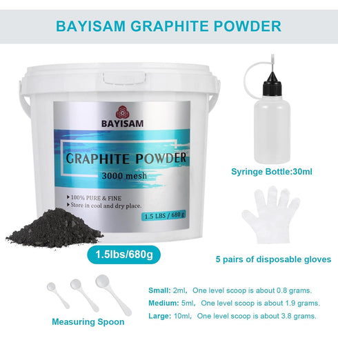 1.5LBS Powder,3000 Pure Graphite Mesh Microfine Dry Graphite Lubricant Powder for Locks,Pinewood