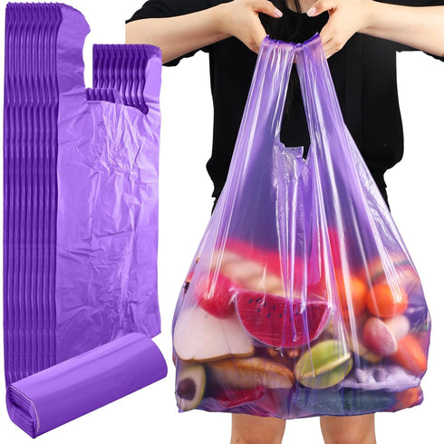 Dunzoom 180 Pcs Large Plastic Shopping Bags with Handles Bulk, Jumbo T-shirt Bags