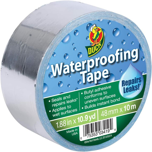 Duck Brand Waterproofing Tape, Silver, 1.88 Inches x 10.9 Yards, 1 Roll (280355)