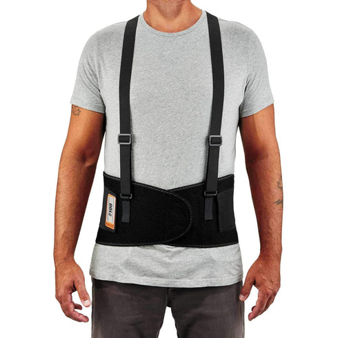 Ergodyne ProFlex 100 Back Support Brace, 8" Spandex Belt, Adjustable, Removeable Straps, Small, Black