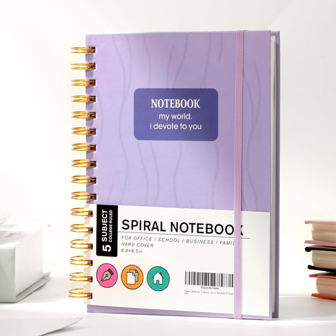 Yoment Subject Spiral Notebook 6 x 8 College Ruled Bound Journal Notebooks for Work 100 GSM Thick Paper Notebooks for Note Taking School Office Supplies, Purple by Yoment