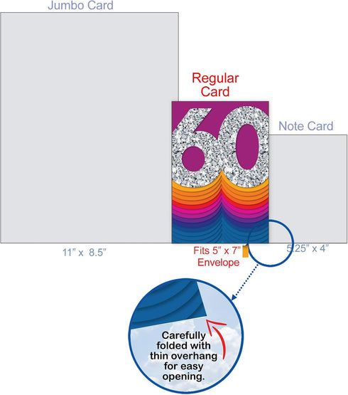 The Best Card Company - Big 60th Milestone Anniversary Notecard, 8.5 x 11, 60 Years of Marriage (J6110DMAG)